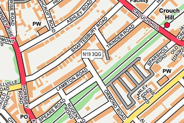 N19 3QG map - OS OpenMap – Local (Ordnance Survey)
