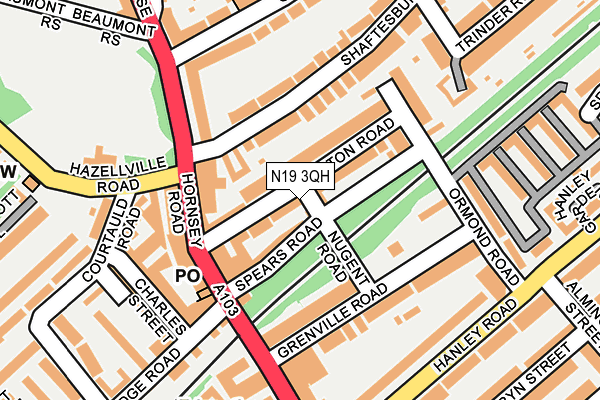 N19 3QH map - OS OpenMap – Local (Ordnance Survey)