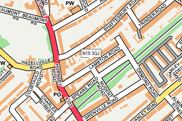 N19 3QJ map - OS OpenMap – Local (Ordnance Survey)