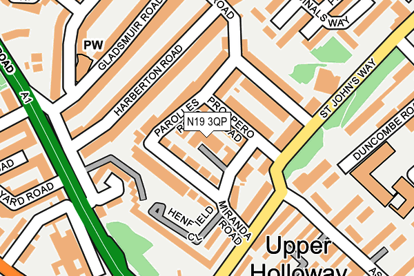 N19 3QP map - OS OpenMap – Local (Ordnance Survey)