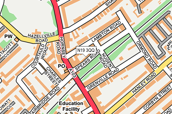 N19 3QQ map - OS OpenMap – Local (Ordnance Survey)