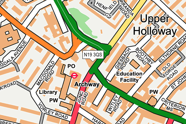 N19 3QS map - OS OpenMap – Local (Ordnance Survey)