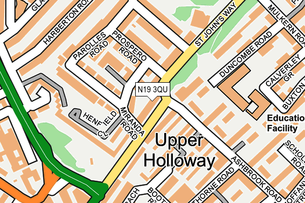 N19 3QU map - OS OpenMap – Local (Ordnance Survey)