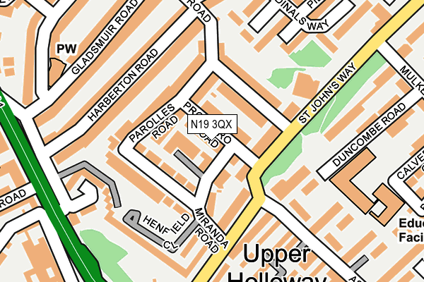 N19 3QX map - OS OpenMap – Local (Ordnance Survey)