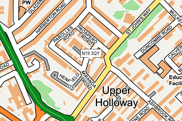 N19 3QY map - OS OpenMap – Local (Ordnance Survey)