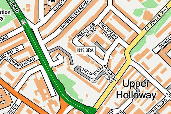 N19 3RA map - OS OpenMap – Local (Ordnance Survey)