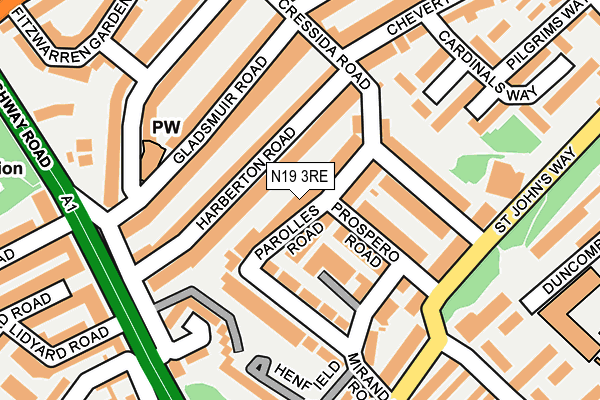N19 3RE map - OS OpenMap – Local (Ordnance Survey)