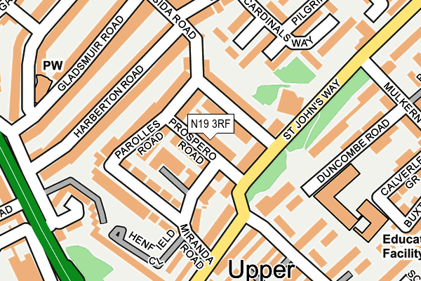 N19 3RF map - OS OpenMap – Local (Ordnance Survey)