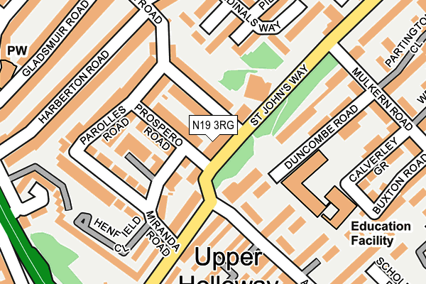 N19 3RG map - OS OpenMap – Local (Ordnance Survey)