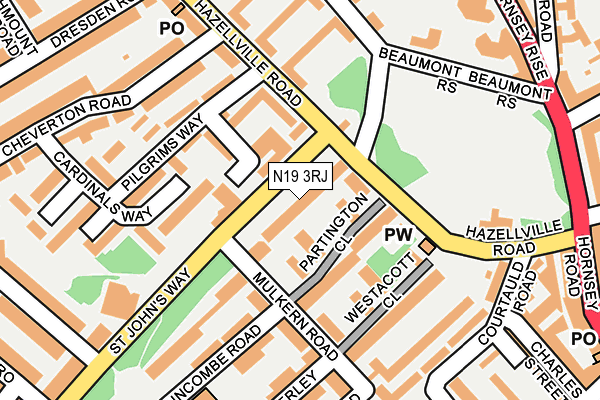 N19 3RJ map - OS OpenMap – Local (Ordnance Survey)