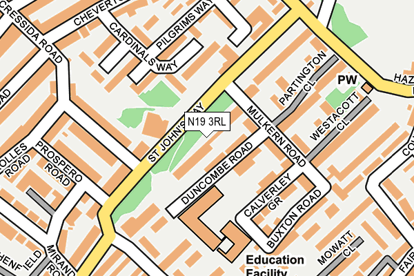 N19 3RL map - OS OpenMap – Local (Ordnance Survey)
