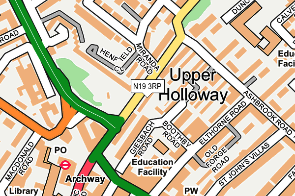 N19 3RP map - OS OpenMap – Local (Ordnance Survey)