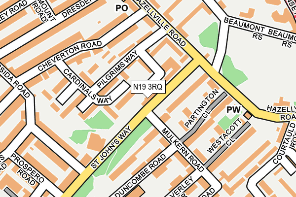 N19 3RQ map - OS OpenMap – Local (Ordnance Survey)