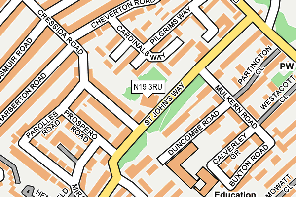 N19 3RU map - OS OpenMap – Local (Ordnance Survey)