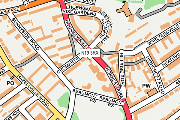 N19 3RX map - OS OpenMap – Local (Ordnance Survey)