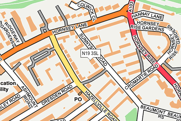 N19 3SL map - OS OpenMap – Local (Ordnance Survey)