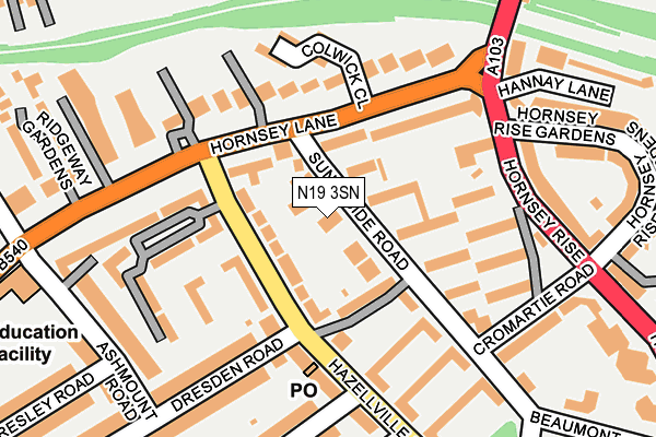N19 3SN map - OS OpenMap – Local (Ordnance Survey)