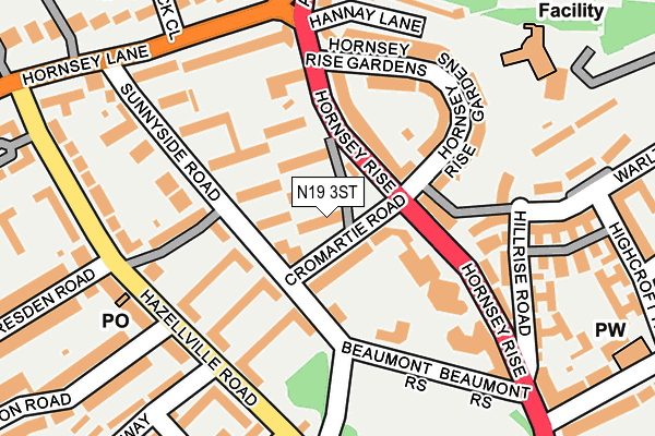 N19 3ST map - OS OpenMap – Local (Ordnance Survey)