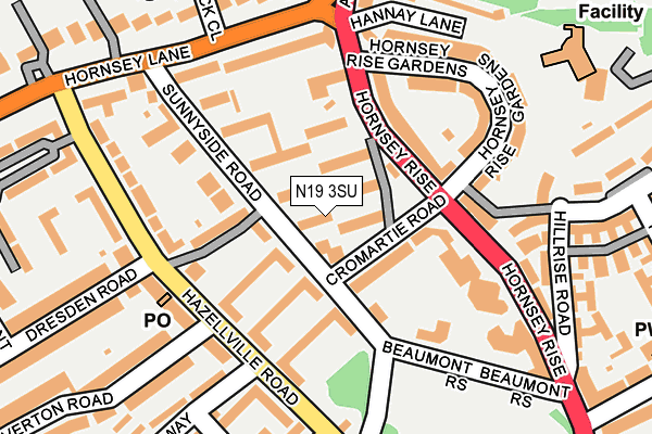 N19 3SU map - OS OpenMap – Local (Ordnance Survey)