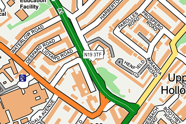 N19 3TF map - OS OpenMap – Local (Ordnance Survey)
