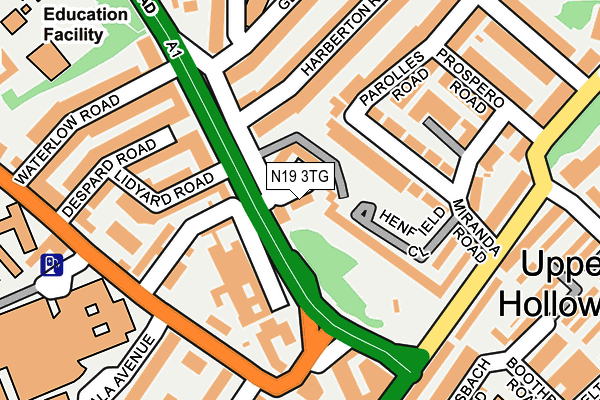 N19 3TG map - OS OpenMap – Local (Ordnance Survey)