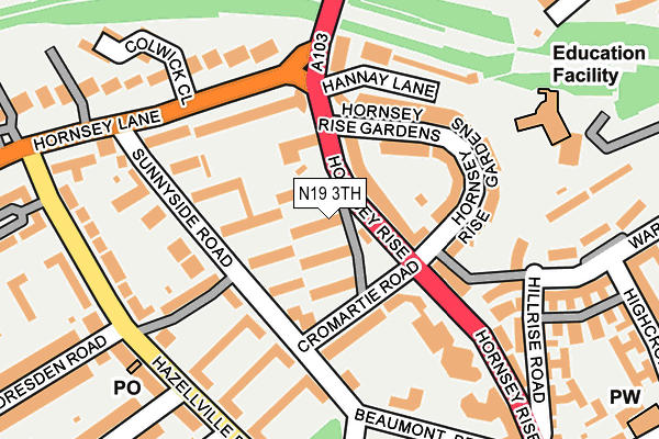 N19 3TH map - OS OpenMap – Local (Ordnance Survey)