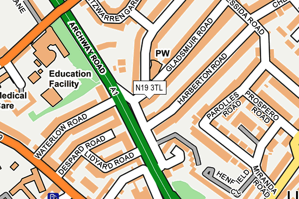 N19 3TL map - OS OpenMap – Local (Ordnance Survey)