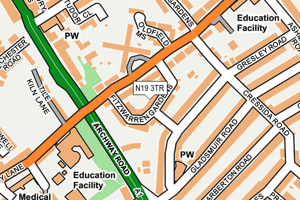 N19 3TR map - OS OpenMap – Local (Ordnance Survey)