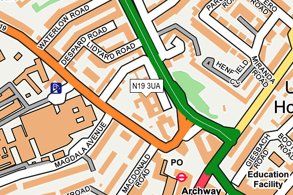 N19 3UA map - OS OpenMap – Local (Ordnance Survey)