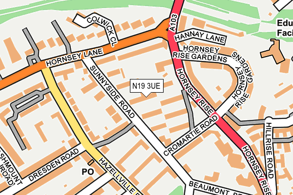N19 3UE map - OS OpenMap – Local (Ordnance Survey)
