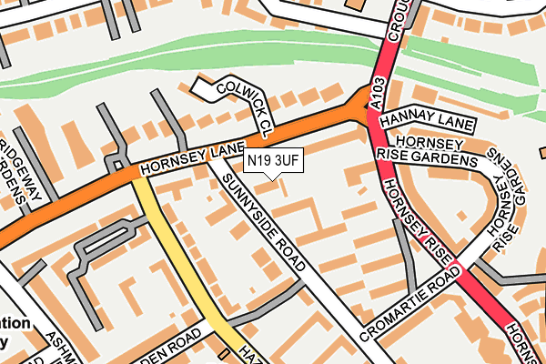 N19 3UF map - OS OpenMap – Local (Ordnance Survey)