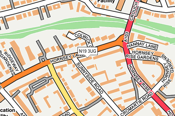 N19 3UG map - OS OpenMap – Local (Ordnance Survey)