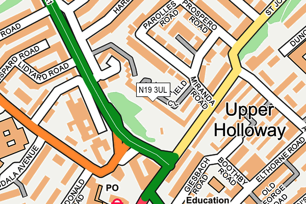 N19 3UL map - OS OpenMap – Local (Ordnance Survey)