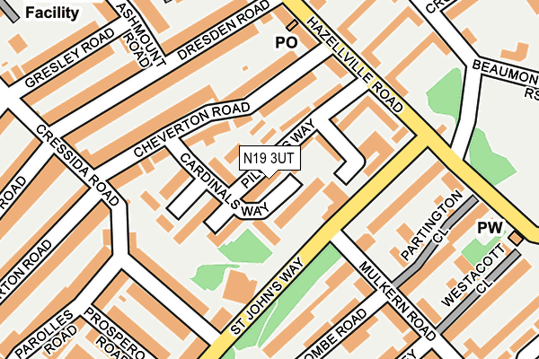 N19 3UT map - OS OpenMap – Local (Ordnance Survey)