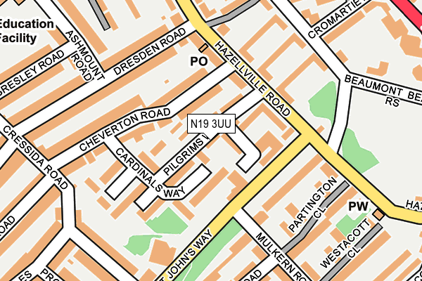 N19 3UU map - OS OpenMap – Local (Ordnance Survey)