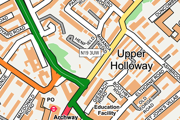 N19 3UW map - OS OpenMap – Local (Ordnance Survey)