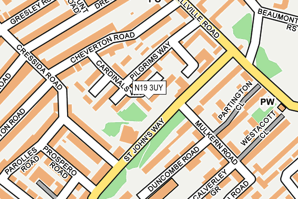 N19 3UY map - OS OpenMap – Local (Ordnance Survey)