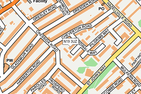 N19 3UZ map - OS OpenMap – Local (Ordnance Survey)
