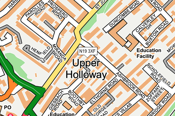 N19 3XF map - OS OpenMap – Local (Ordnance Survey)