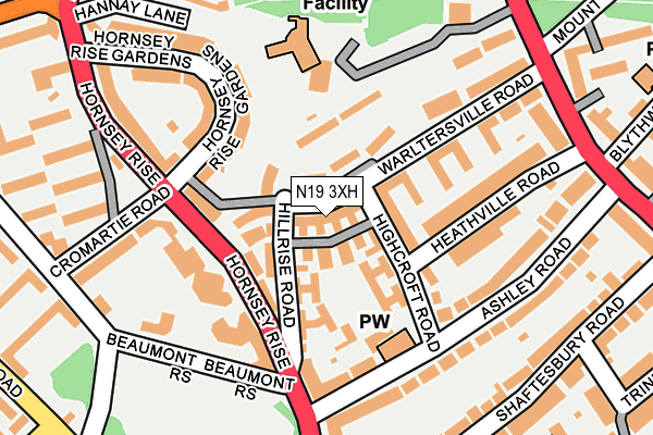 N19 3XH map - OS OpenMap – Local (Ordnance Survey)