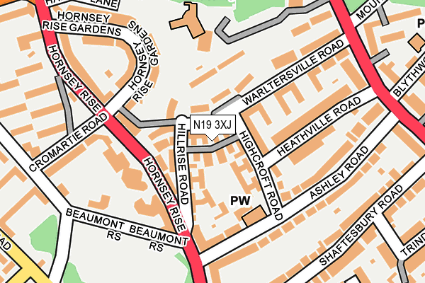 N19 3XJ map - OS OpenMap – Local (Ordnance Survey)