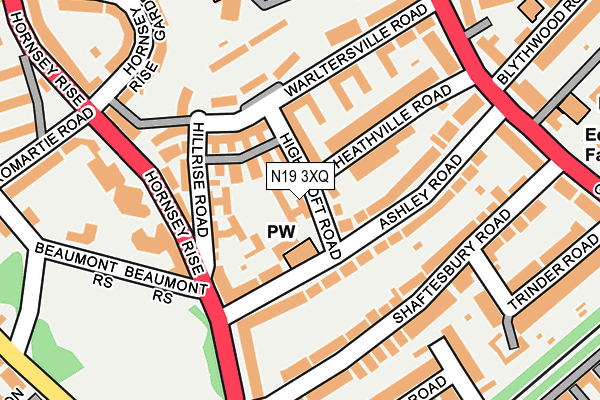 N19 3XQ map - OS OpenMap – Local (Ordnance Survey)