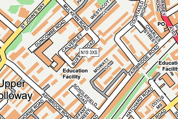 N19 3XS map - OS OpenMap – Local (Ordnance Survey)