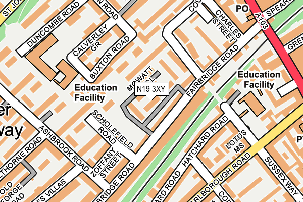 N19 3XY map - OS OpenMap – Local (Ordnance Survey)