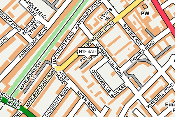 N19 4AD map - OS OpenMap – Local (Ordnance Survey)