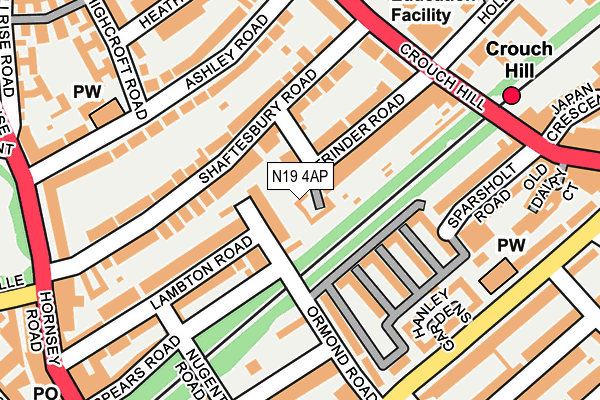 N19 4AP map - OS OpenMap – Local (Ordnance Survey)