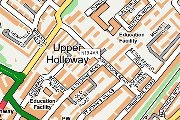 N19 4AR map - OS OpenMap – Local (Ordnance Survey)