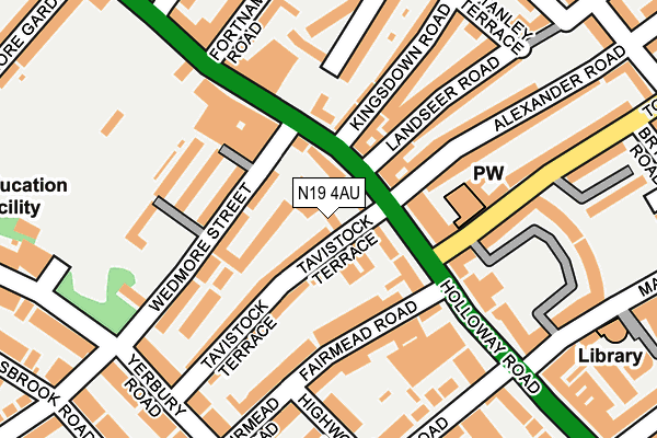 N19 4AU map - OS OpenMap – Local (Ordnance Survey)
