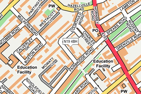 N19 4BH map - OS OpenMap – Local (Ordnance Survey)