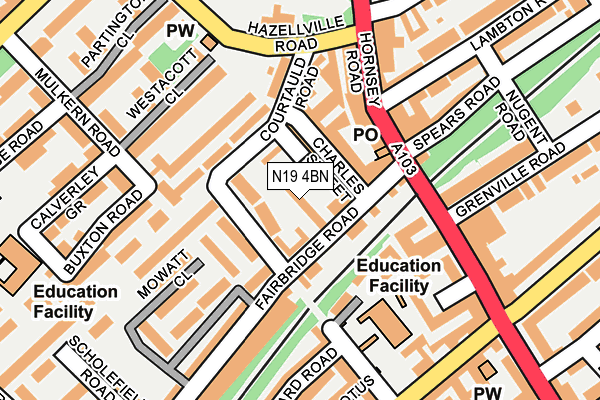 N19 4BN map - OS OpenMap – Local (Ordnance Survey)